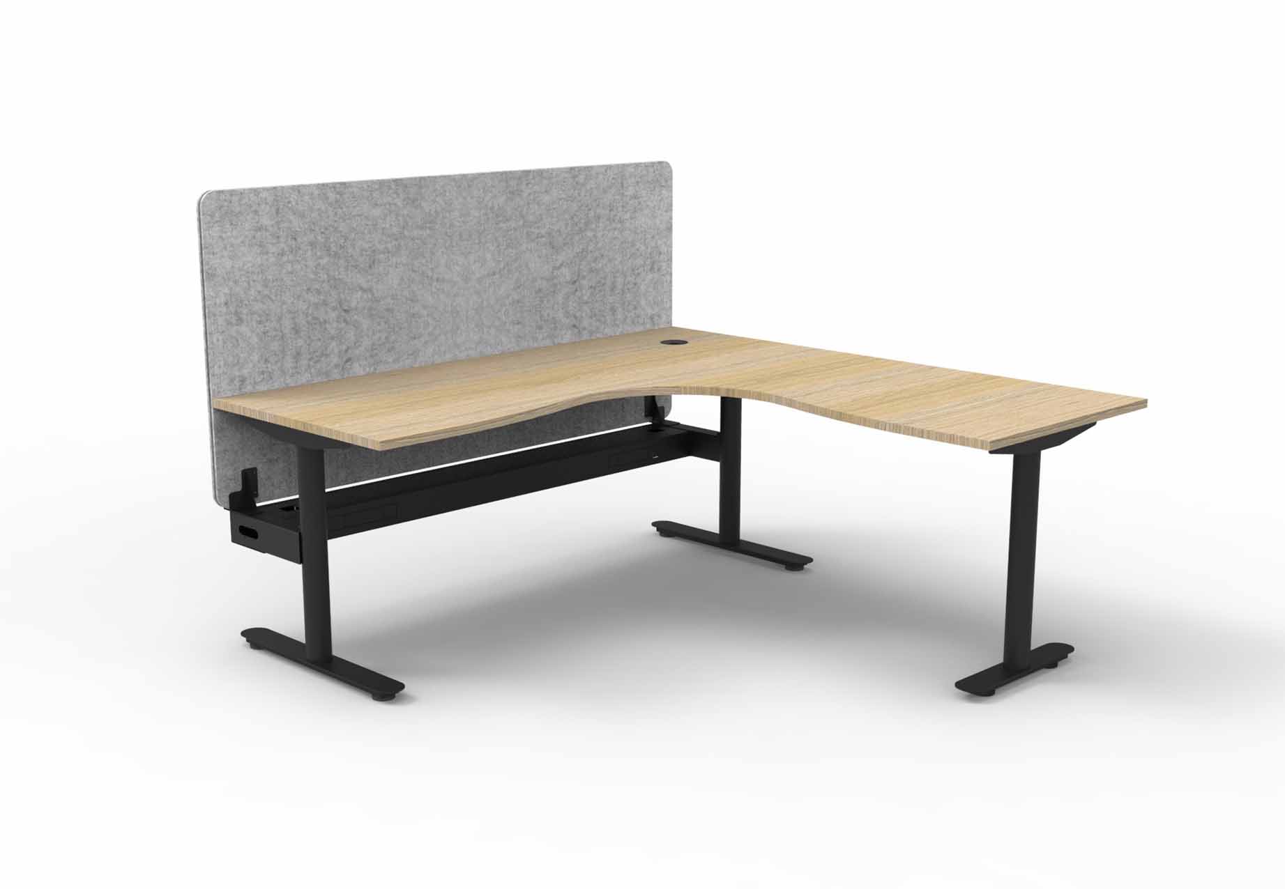 Halo Static Corner Workstation - Cable Tray and Eco Screen